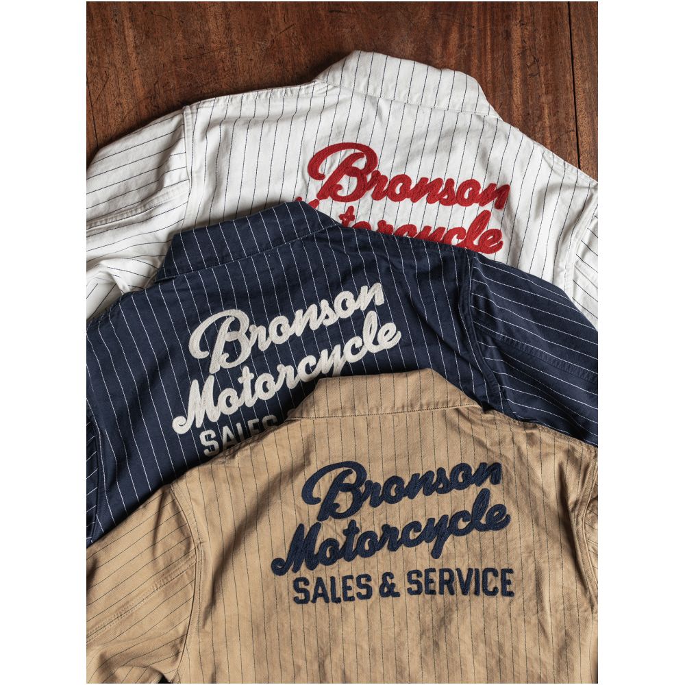 Bulldog BRONSON mechanic cola striped short retro workwear jacket motorcycle khaki jacket image 4