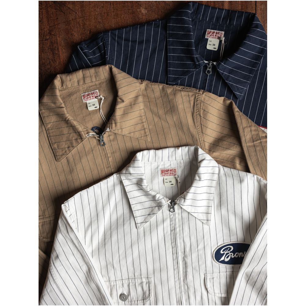 Bulldog BRONSON mechanic cola striped short retro workwear jacket motorcycle khaki jacket image 3