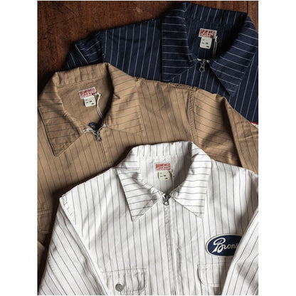 Bulldog BRONSON mechanic cola striped short retro workwear jacket motorcycle khaki jacket image 3