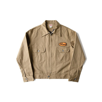 Bulldog BRONSON mechanic cola striped short retro workwear jacket motorcycle khaki jacket image 14