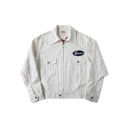 Bulldog BRONSON mechanic cola striped short retro workwear jacket motorcycle khaki jacket image 19