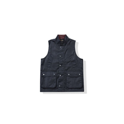 OKONKWO Retro Classic Jacket Hunting Vest with Waxed Collar British Style Waxed Vest