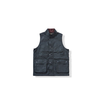 OKONKWO Retro Classic Jacket Hunting Vest with Waxed Collar British Style Waxed Vest image 13