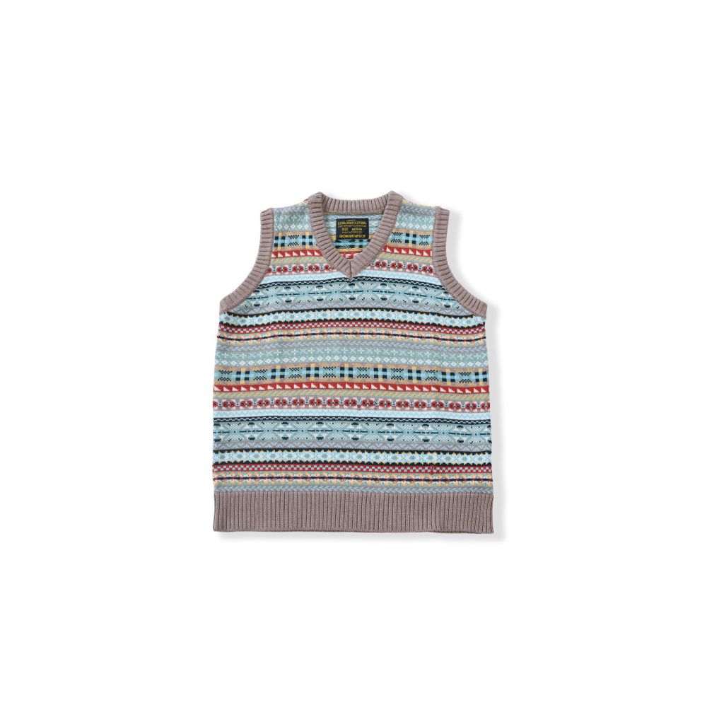 OKONKWO British Retro Fair Isle Pattern Base Vest Wool Blend V Neck Wool Vest image 3