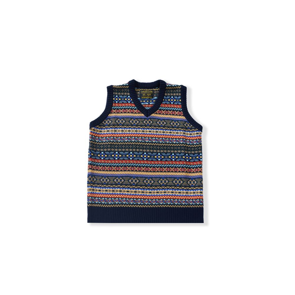 OKONKWO British Retro Fair Isle Pattern Base Vest Wool Blend V Neck Wool Vest image 5