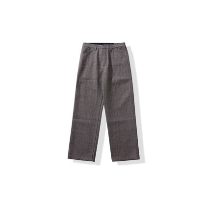 OKONKWO Light Business Men s Retro Herringbone Wool Trousers Thickened Multi Pocket Cargo Casual Trousers image 2