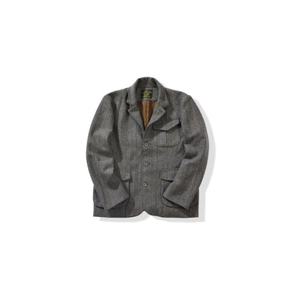 OKONKWO Retro Herringbone Thick Wool Jacket Casual Suit Nissan Leather Jacket with Stand Up Collar image 5