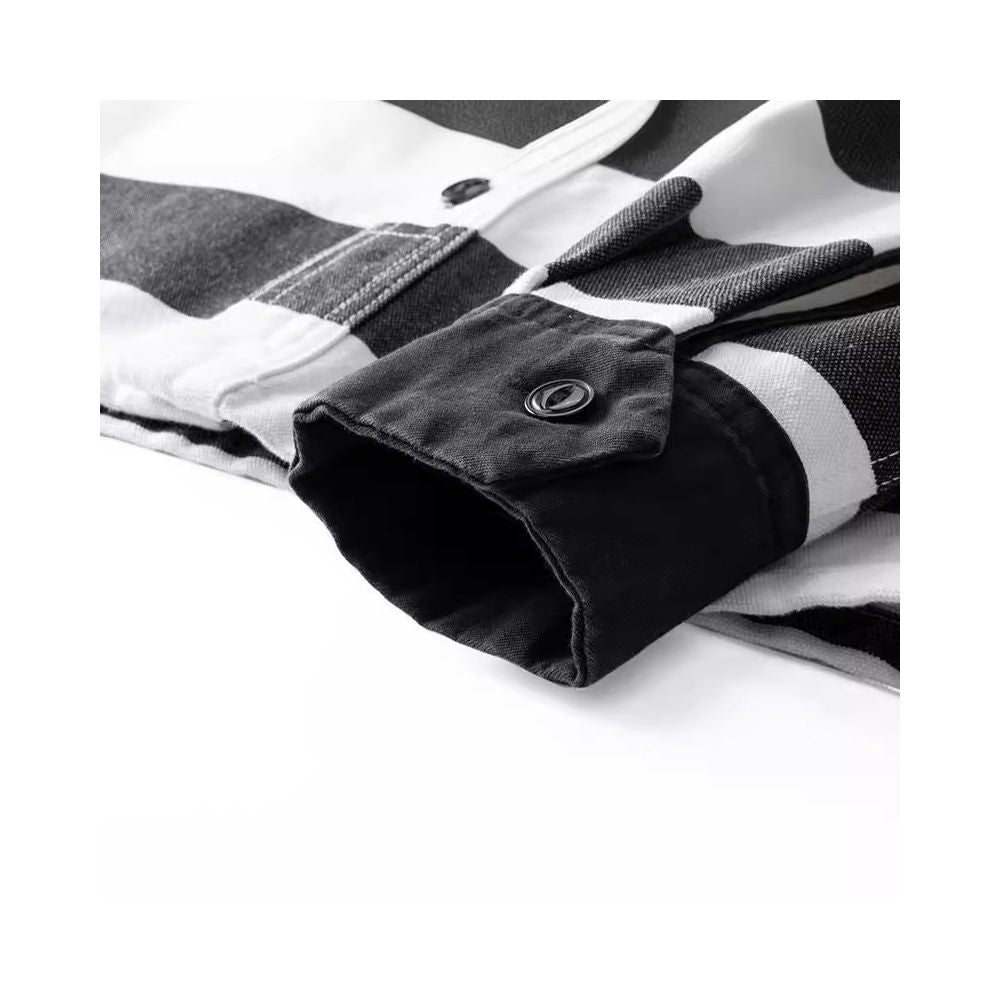 OKONKWO 16oz Heavyweight Prisoner Striped Jacket Thick Canvas Motorcycle Jacket Outerwear Americana image 3