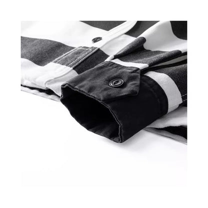 OKONKWO 16oz Heavyweight Prisoner Striped Jacket Thick Canvas Motorcycle Jacket Outerwear Americana image 3