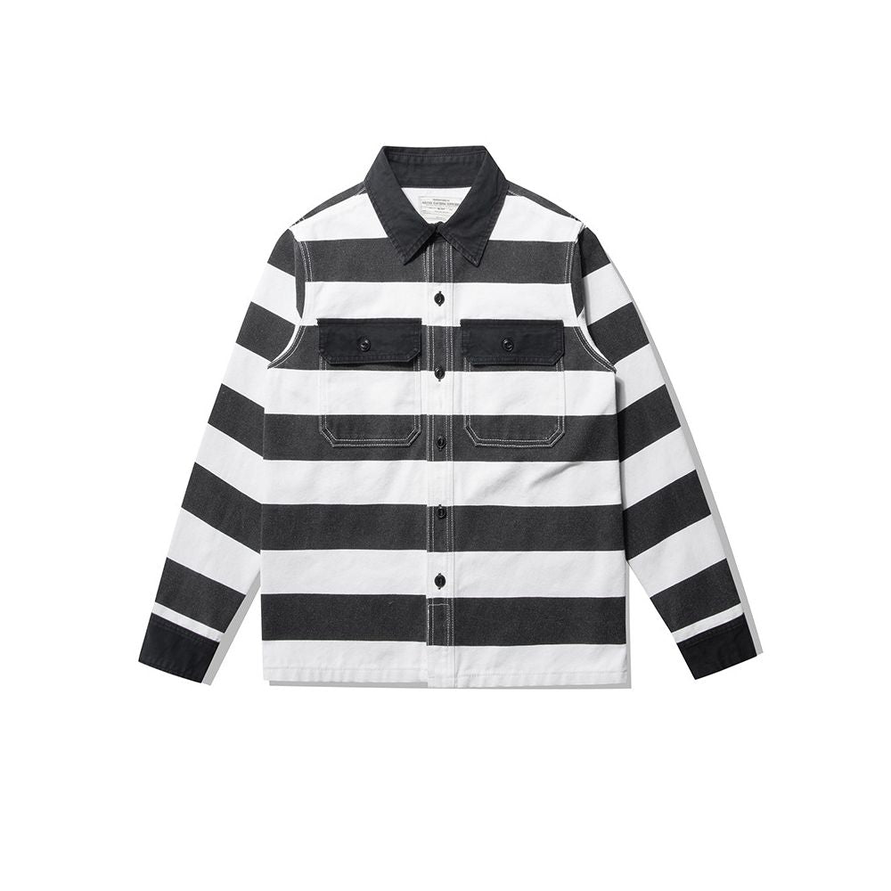 Retro Prison Stripe Biker Jacket
