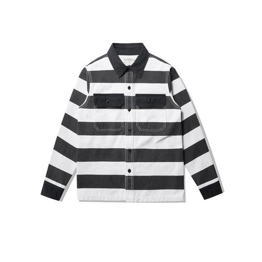 Retro Prison Stripe Biker Jacket