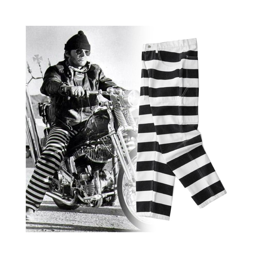 OKONKWO 16oz Heavyweight Striped Cargo Pants Thick Canvas Rock Motorcycle Pants Americana Style Rider Pants image 0