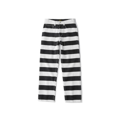 OKONKWO 16oz Heavyweight Striped Cargo Pants Thick Canvas Rock Motorcycle Pants Americana Style Rider Pants image 1