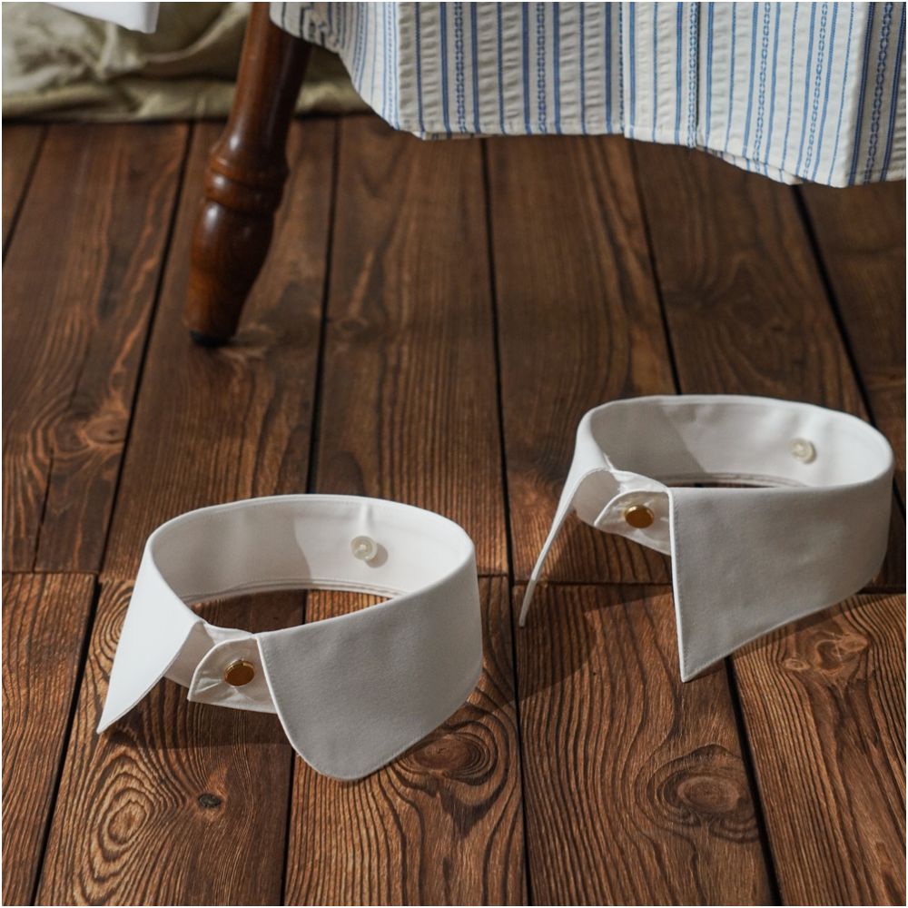 Wrinkle resistant non iron replaceable collar seersucker retro striped jacquard long sleeved shirt with French sleeves and club collar image 3