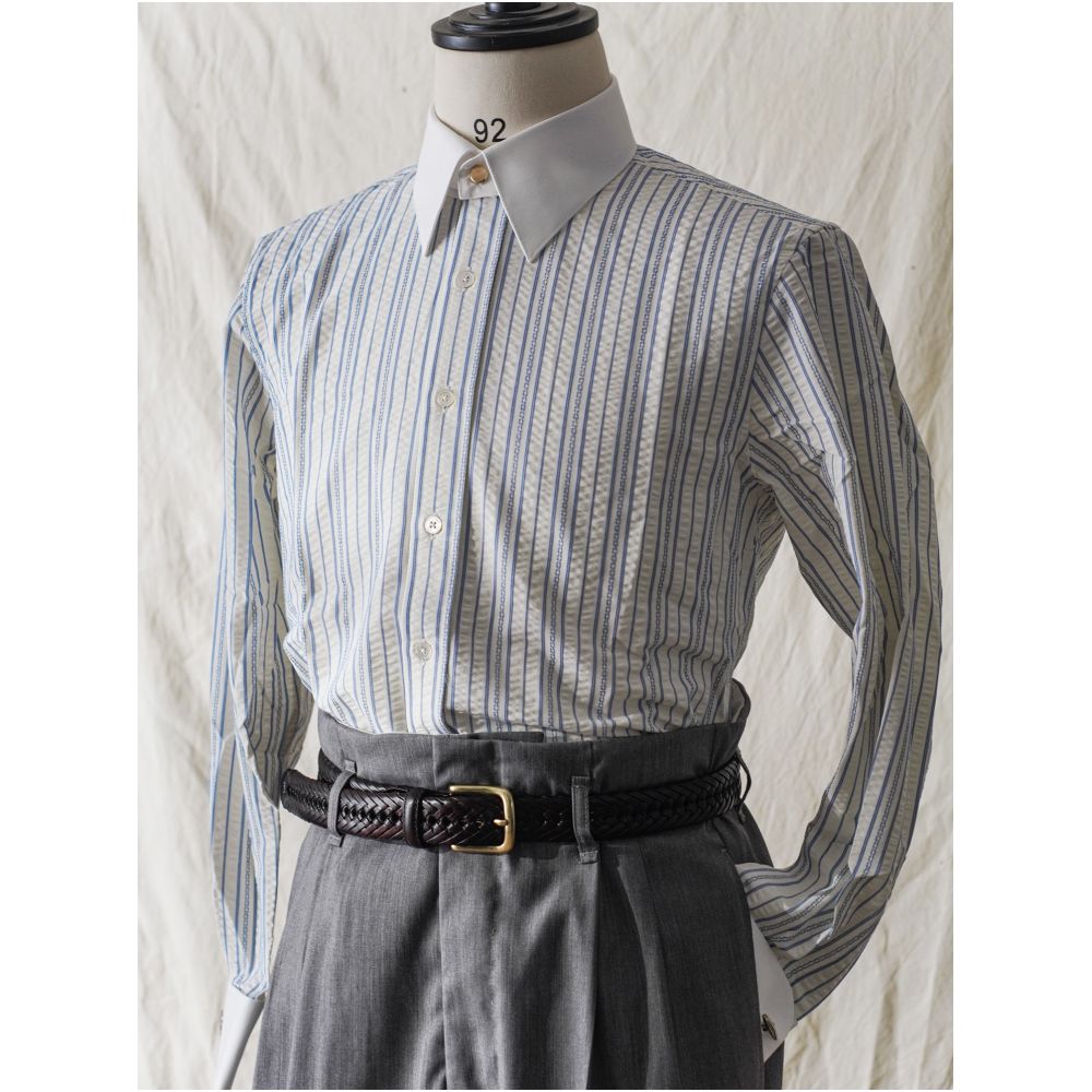 Seersucker Detachable Collar Shirt