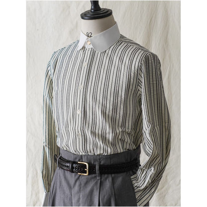 Seersucker Detachable Collar Shirt