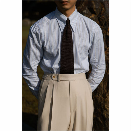 Spearpoint Collar Shirt - Blue Stripe