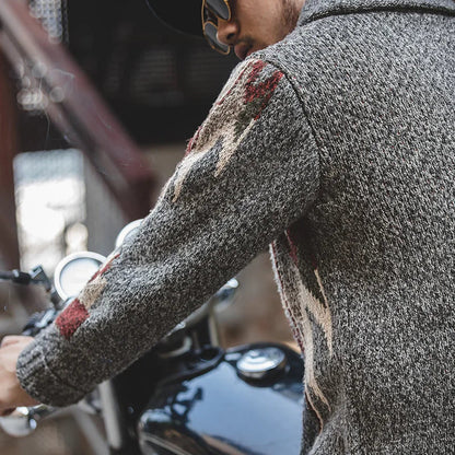 Grey Navajo Shawl Cardigan – Retro American Leisure Style