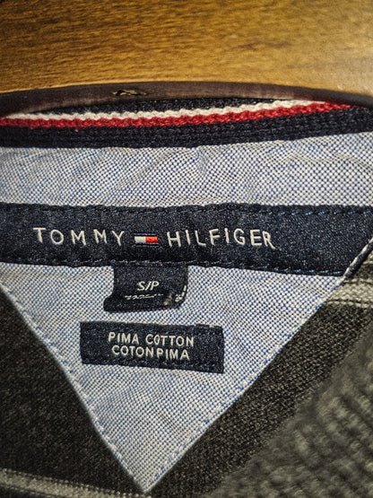 Men's Tommy Hilfiger Stripe Preppy Sweater Jumper Grey Small S