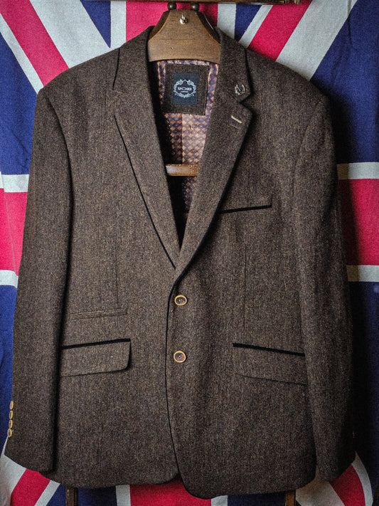 XPosed London Tweed Sport Coat Jacket Vintage Velvet Sz 44R