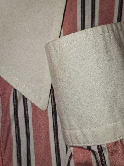 Lauren Ralph Lauren Button Up Shirt Women's Pink Stripe Preppy Contrast Collar