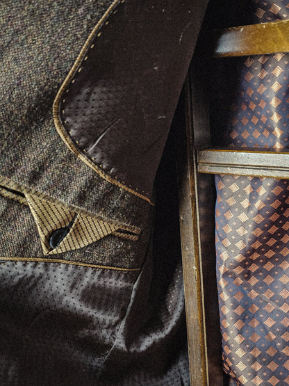 XPosed London Tweed Sport Coat Jacket Vintage Velvet Sz 44R