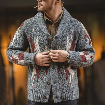 Grey Navajo Shawl Cardigan – Retro American Leisure Style
