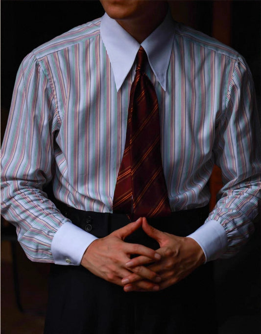 Spearpoint Contrast Collar Shirt - Candy Cane